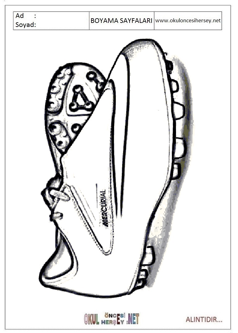 Çocuklar İçin Spor-Ayakkabısı Boyama Sayfaları 